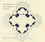 Cruciform plan (M.V. Krasovsky, 1910), showing the entrance (below), altar (top) and petal-shaped stairs