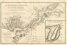 1784 Bocage Map of The Bosphorus and the City of Byzantium - Istanbul - Constantinople - Geographicus - Bosphorus-white-1793.jpg