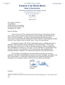 Rep. Jason Chaffetz's letter to the FBI demanding to produce all Comey memos 2017-05-16-JEC-to-McCabe-FBI-Memos.pdf