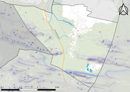 Carte montrant en couleurs le relief d'une commune