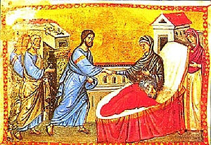 Healing Peter's Mother-in-law, from a 13th cen...