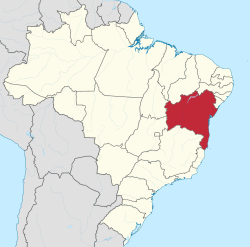 Location of State of Bahia in Brazil
