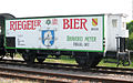 Der letzte Bierkühlwagen der Riegeler Brauerei (Fuchs 1928, ex Karlsruhe 545101P) ist beim Museumsdampfzug Rebenbummler museal erhalten geblieben.