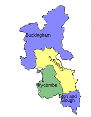Map of parliamentary constituencies in Buckinghamshire 1945–1950