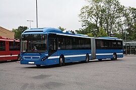 Ansiktslyft Volvo B9S (8500LE) årsmodell 2011 i Norrtälje. Detta är en av ledbussvarianterna.