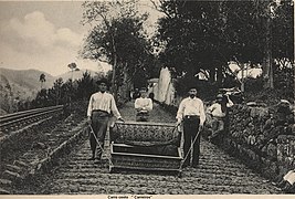 Descenso de los carros de cesto, paralela a la línea del comboi.