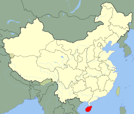 Provincia Chaj-nan je na mape zvýraznená