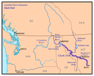 Mapa do rio Clark Fork