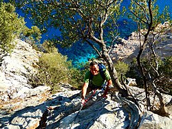 A climber of the Selvaggio Blu
