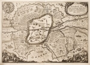 Piiritys kartalla vuodelta 1642.