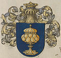 Armas do reino de Galiza no "Sammelband mehrerer Wappenbücher", realizado en 1530.