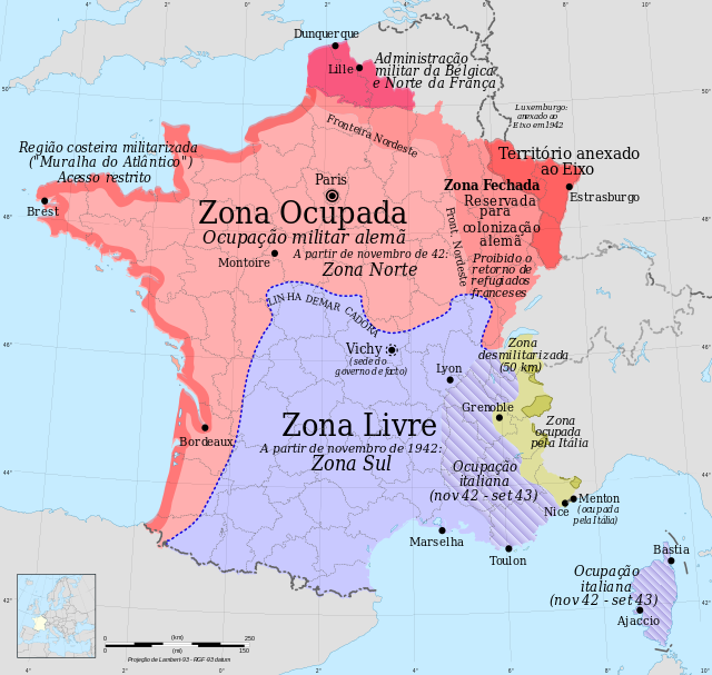 Localização de França ocupada pelos italianos