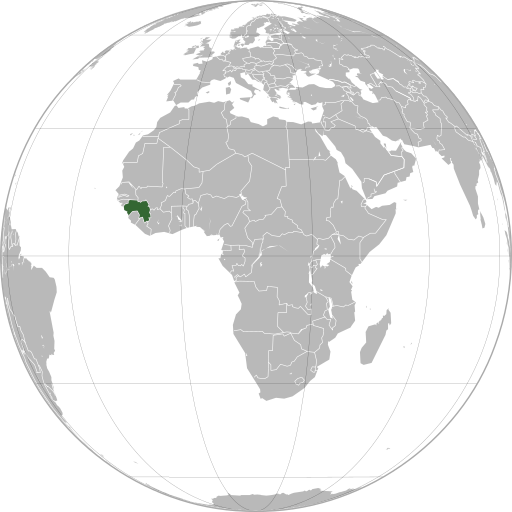 Guinea in dark green