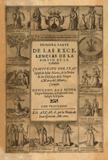 "Of the excellences of the virtue of Chastity" (Jose de Jesus Maria, 1601). Jose de Jesus Maria (1601) Primera parte de las excelencias de la virtud de la Castidad.png