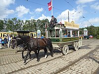 Bevart hesteomnibuss fra Kjøbenhavns Omnibuskompagni KO 17 i Skjoldenæsholm.