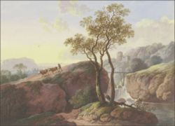 Landscape with Waterfall, 18th century, by Maria Dorothea Wagner