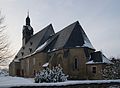 Kirche (mit Ausstattung), Kirchhof mit Kirchhofsmauer, Grabstein Fam. Mey und Kriegerdenkmal für die Gefallenen des Ersten Weltkrieges