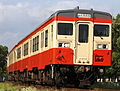 Mizushima Rinkai Railway KiHa 38-104 (formerly KiHa 38–1003) traversing the Mizushima Main Line in 2014.