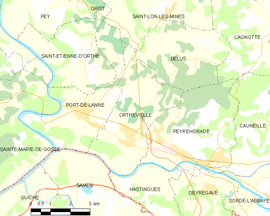 Mapa obce Orthevielle