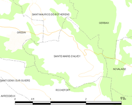 Mapa obce Sainte-Marie-d’Alvey