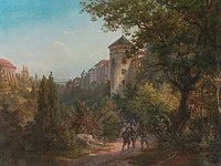 Mathias Wehli: Pražský hrad od Jeleního příkopu (1864)