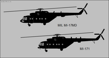 Mi-17MD compare to an Mi-171 Mil Mi-17MD and Mi-171 side-view silhouettes.png