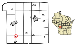 Location of Melvina in Monroe County, Wisconsin.