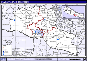 Map of the village development committees in Makwanpur District