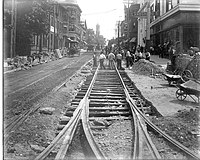 Building the Streetcar line, around 1885