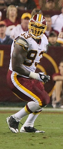 Daniels playing for the Redskins in the 2009 preseason. Phillip daniels 2009.jpg