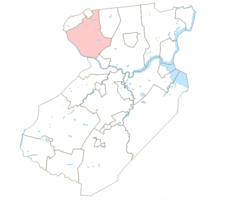 皮斯卡特维镇区在密德萨克斯县的位置（粉色区块）