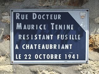 Plaque commémorative consacrée au résistant Maurice Tenine.