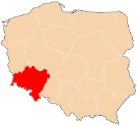 Nedre Schlesiens vojvodskaps läge i Polen.