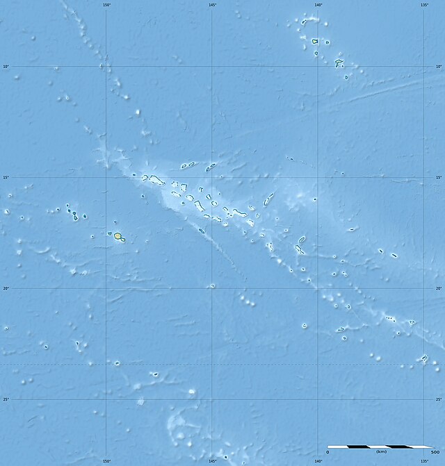 Carte en relief de la Polynésie française.