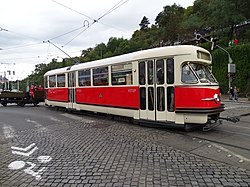 Historická električka Tatra T2 v Prahe