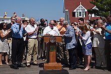 Hogan as he signs an executive order requiring schools to start after Labor Day, August 2016 Press Conference On School After Labor Day (29382487555).jpg