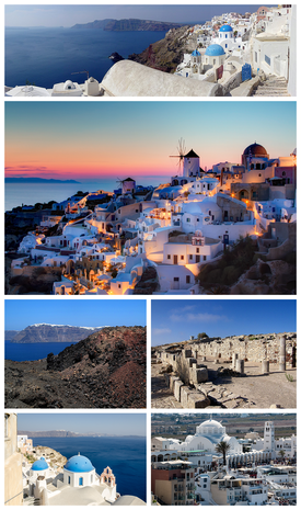 Santorini montage. Clicking on an image in the picture causes the browser to load the appropriate article, if it exists.