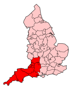 Regions served by South Western Ambulance Service