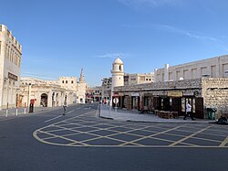 A street lined with cafes in Souq Waqif