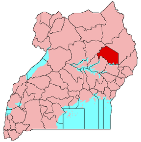 Harta districtului Katakwi  în cadrul Ugandei