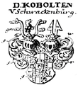 Vermehrtes Wappen der Kobolt von Schwackenburg bei Siebmacher unter den „Westphälischen“ (1772)