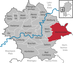 Läget för Weilmünster i Landkreis Limburg-Weilburg