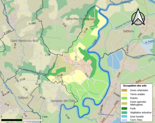 Carte en couleurs présentant l'occupation des sols.