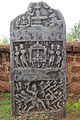 Hero stone with old Kannada inscription dated 1235 CE from the rule of Yadava King Singhana II in Kaitabeshvara temple at Kubatur in Shimoga district, Karnataka