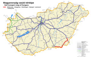 ベーケーシュチャバ - ケーテジハーザ - メゼーヘジェシュ - ウーイセゲド線の路線図