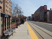 The River Line's Cooper Street-Rutgers University station stop Cooper Street-Rutgers University Station.jpg