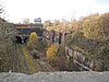 Edge Hill cutting, Liverpool, in 2011 with the eastern portals of three tunnels: New Crown Street (left), Wapping (middle) and Old Crown Street (right)