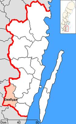 Община Емабуда на картата на лен Калмар, Швеция