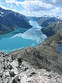 Jotunheimen, Besseggen ridge with hiker