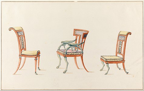 "Etruscan" chair designs by Henri Jacob, brother of Georges Jacob (1790)